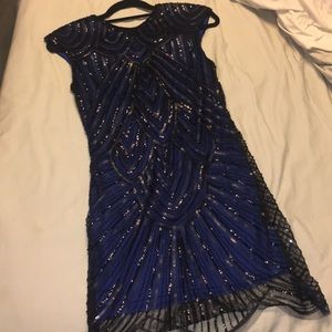 Navy blue and black sequin dress